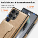 For Samsung Galaxy S24+ 5G Shield Multi-functional MagSafe Card Bag Phone Case(Desert Gold)