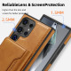 For Samsung Galaxy S24+ 5G Shield Multi-functional MagSafe Card Bag Phone Case(Brown)