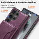 For Samsung Galaxy S24+ 5G Shield Multi-functional MagSafe Card Bag Phone Case(Purple)