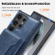 For Samsung Galaxy S24+ 5G Shield Multi-functional MagSafe Card Bag Phone Case(Blue)