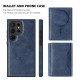 For Samsung Galaxy S24+ 5G Shield Multi-functional MagSafe Card Bag Phone Case(Blue)