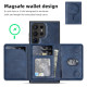 For Samsung Galaxy S24+ 5G Shield Multi-functional MagSafe Card Bag Phone Case(Blue)