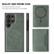 For Samsung Galaxy S24+ 5G Shield Multi-functional MagSafe Card Bag Phone Case(Green)