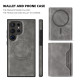 For Samsung Galaxy S24+ 5G Shield Multi-functional MagSafe Card Bag Phone Case(Grey)
