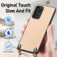 For Samsung Galaxy S23 5G Carbon Fiber Texture Leather Back Cover Phone Case with Crossbody Strap(Khaki)
