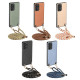 For Samsung Galaxy S23 5G Carbon Fiber Texture Leather Back Cover Phone Case with Crossbody Strap(Khaki)