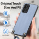 For Samsung Galaxy S23 5G Carbon Fiber Texture Leather Back Cover Phone Case with Crossbody Strap(Blue)