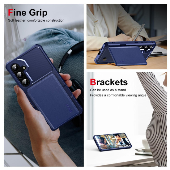 For Samsung Galaxy S24+ 5G ENKAY Hat-Prince Card Slot Wallet TPU Back Leather Phone Case with Lens Film(Cyan)