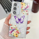 For Samsung Galaxy S24+ 5G Plating Texture Butterfly TPU Phone Case with Glitter Lens Film(Flowers Butterflies HU1)