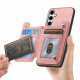 For Samsung Galaxy S24+ 5G Retro MagSafe Zipper Wallet Card Bag Back Phone Case(Pink)