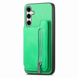For Samsung Galaxy S24+ 5G Retro MagSafe Zipper Wallet Card Bag Back Phone Case(Green)
