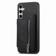 For Samsung Galaxy S24+ 5G Retro MagSafe Zipper Wallet Card Bag Back Phone Case(Black)
