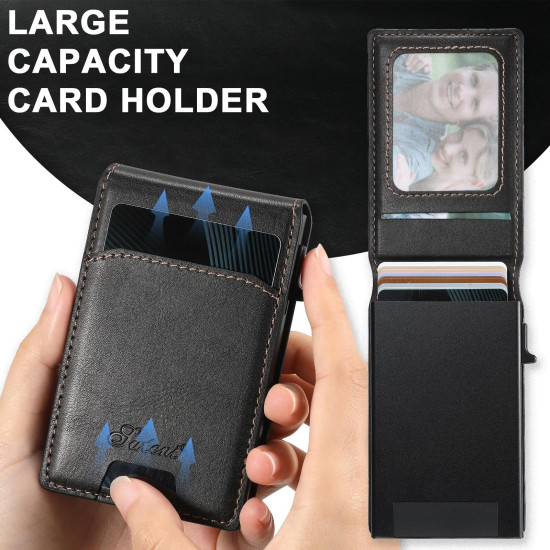 For Samsung Galaxy S23+ 5G Suteni H19 Oil Wax 2-in-1 MagSafe Removable Card Box Back Phone Case(Black)