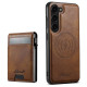 For Samsung Galaxy S23+ 5G Suteni H19 Oil Wax 2-in-1 MagSafe Removable Card Box Back Phone Case(Brown)