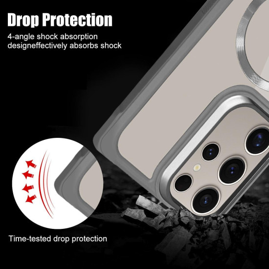 For Samsung Galaxy S24+ 5G Plated CD Texture MagSafe Acrylic Hybrid TPU Phone Case(Orange)