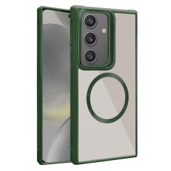 For Samsung Galaxy S24+ 5G Plated CD Texture MagSafe Acrylic Hybrid TPU Phone Case(Green)