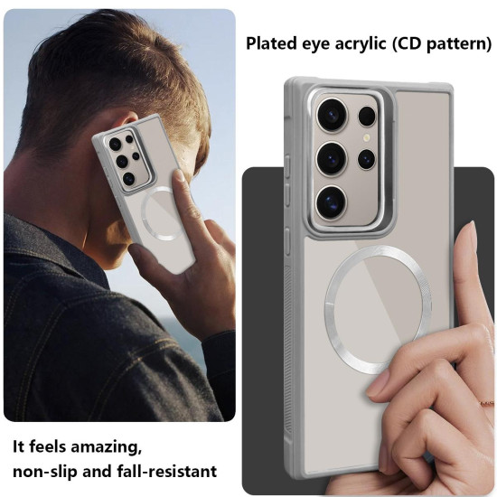 For Samsung Galaxy S24+ 5G Plated CD Texture MagSafe Acrylic Hybrid TPU Phone Case(Green)