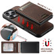 For Samsung Galaxy S24+ 5G Suteni H19 Litchi Texture 2-in-1 MagSafe Removable Card Case Back Phone Case(Brown)