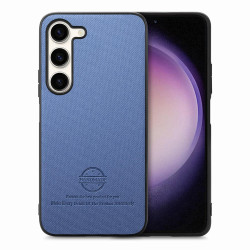 For Samsung Galaxy S23+ 5G Twill Fabric Leather Skin Back Phone Case(Blue)