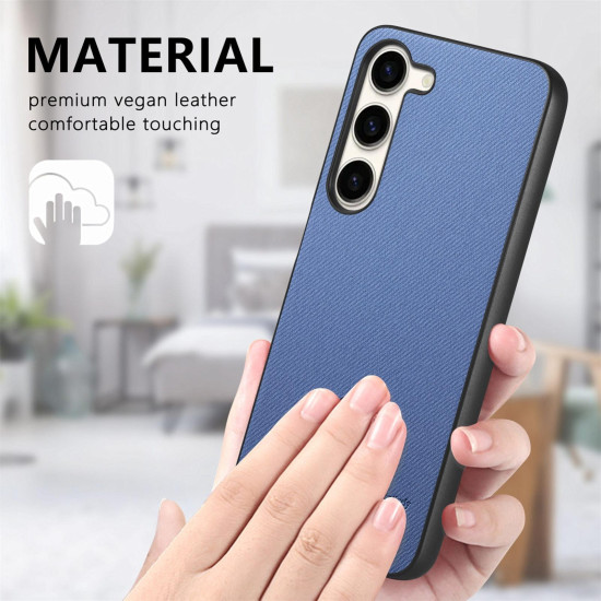 For Samsung Galaxy S23+ 5G Twill Fabric Leather Skin Back Phone Case(Blue)