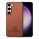 For Samsung Galaxy S23+ 5G Twill Fabric Leather Skin Back Phone Case(Brown)