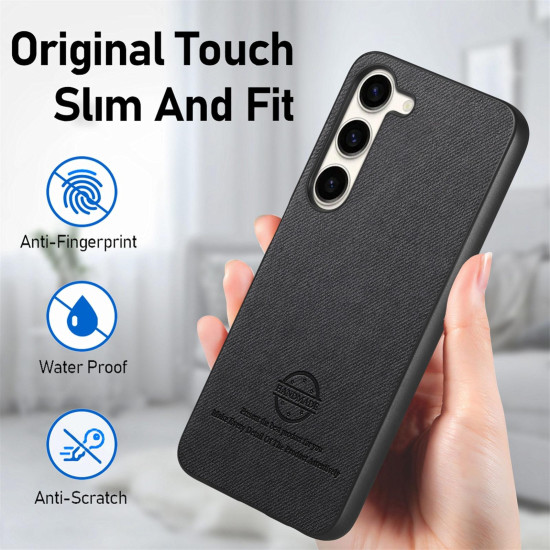 For Samsung Galaxy S23+ 5G Twill Fabric Leather Skin Back Phone Case(Black)