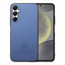 For Samsung Galaxy S24+ 5G Twill Fabric Leather Skin Back Phone Case(Blue)