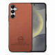 For Samsung Galaxy S24+ 5G Twill Fabric Leather Skin Back Phone Case(Brown)