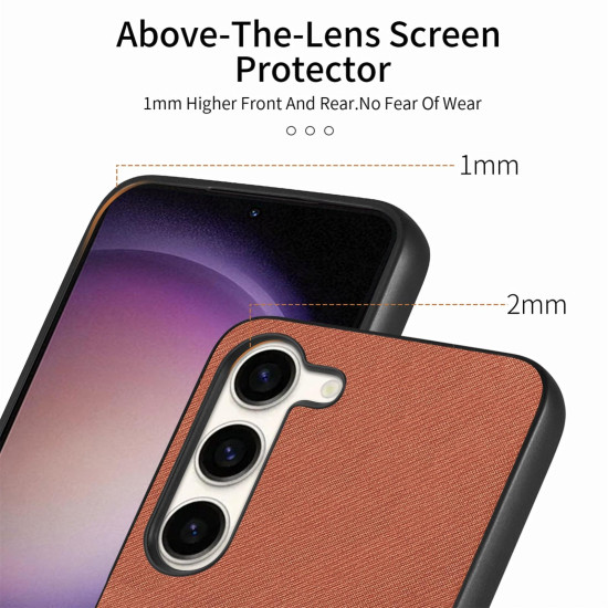 For Samsung Galaxy S24+ 5G Twill Fabric Leather Skin Back Phone Case(Brown)