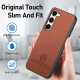 For Samsung Galaxy S24+ 5G Twill Fabric Leather Skin Back Phone Case(Brown)
