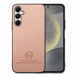 For Samsung Galaxy S24+ 5G Twill Fabric Leather Skin Back Phone Case(Pink)