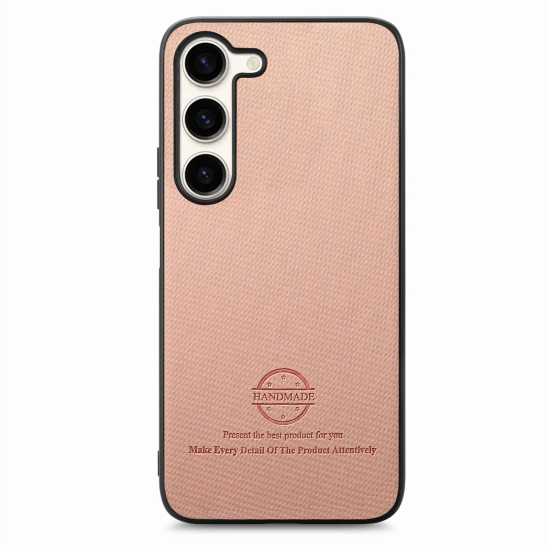For Samsung Galaxy S24+ 5G Twill Fabric Leather Skin Back Phone Case(Pink)