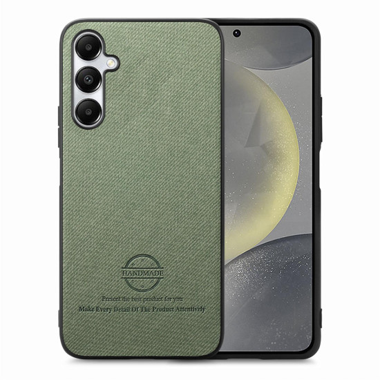 For Samsung Galaxy S24+ 5G Twill Fabric Leather Skin Back Phone Case(Green)