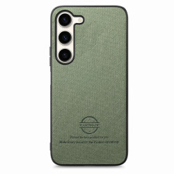 For Samsung Galaxy S24+ 5G Twill Fabric Leather Skin Back Phone Case(Green)