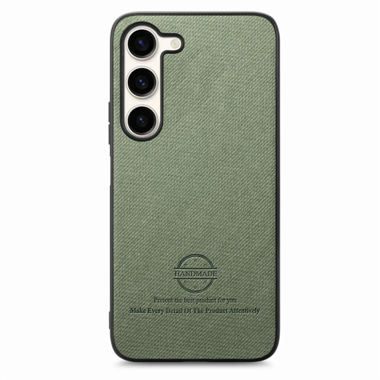 For Samsung Galaxy S24+ 5G Twill Fabric Leather Skin Back Phone Case(Green)