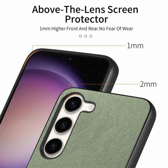 For Samsung Galaxy S24+ 5G Twill Fabric Leather Skin Back Phone Case(Green)