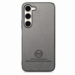 For Samsung Galaxy S24+ 5G Twill Fabric Leather Skin Back Phone Case(Gray)