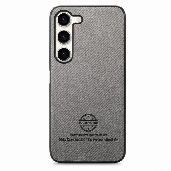 For Samsung Galaxy S24+ 5G Twill Fabric Leather Skin Back Phone Case(Gray)