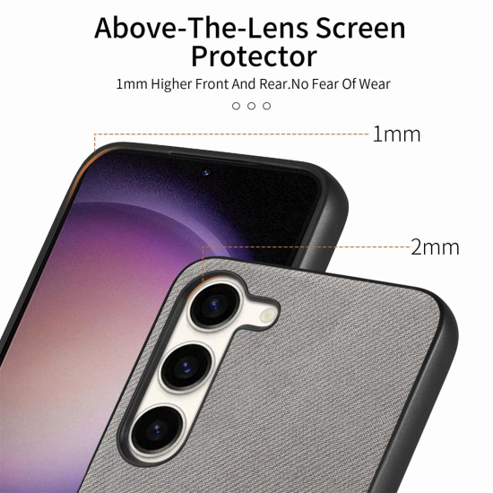 For Samsung Galaxy S24+ 5G Twill Fabric Leather Skin Back Phone Case(Gray)