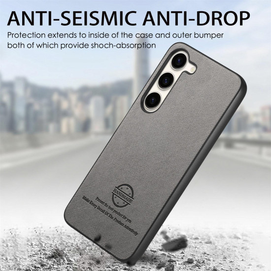 For Samsung Galaxy S24+ 5G Twill Fabric Leather Skin Back Phone Case(Gray)