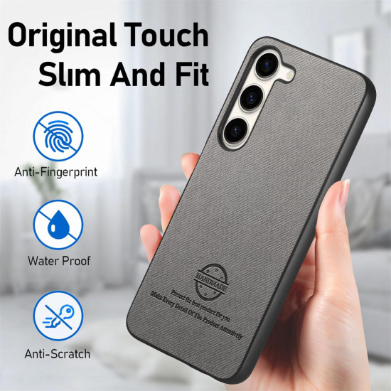 For Samsung Galaxy S24+ 5G Twill Fabric Leather Skin Back Phone Case(Gray)
