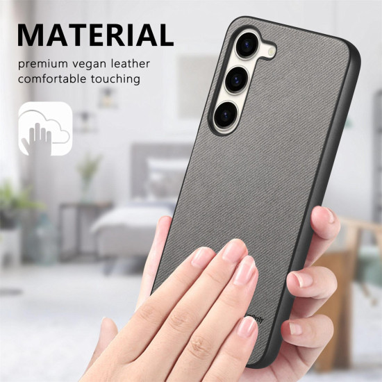 For Samsung Galaxy S24+ 5G Twill Fabric Leather Skin Back Phone Case(Gray)