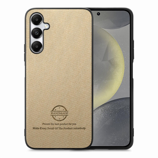For Samsung Galaxy S24+ 5G Twill Fabric Leather Skin Back Phone Case(Khaki)