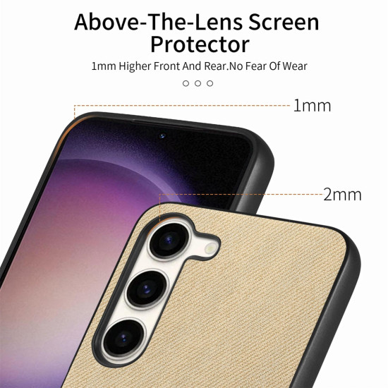 For Samsung Galaxy S24+ 5G Twill Fabric Leather Skin Back Phone Case(Khaki)