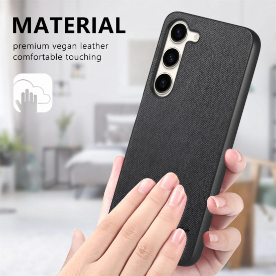 For Samsung Galaxy S24+ 5G Twill Fabric Leather Skin Back Phone Case(Black)
