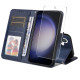 For Samsung Galaxy S24+ 5G ENKAY Card Wallet Calf Texture Leather Phone Case with Screen Film(Blue)