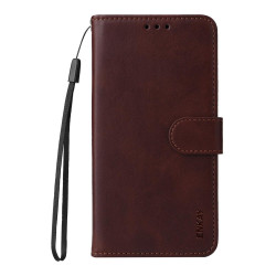For Samsung Galaxy S24+ 5G ENKAY Card Wallet Calf Texture Leather Phone Case with Screen Film(Brown)