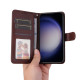 For Samsung Galaxy S24+ 5G ENKAY Card Wallet Calf Texture Leather Phone Case with Screen Film(Brown)
