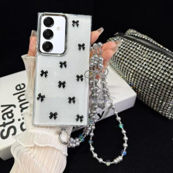 For Samsung Galaxy S24+ 5G Little Fresh Bow Neck Chain TPU Phone Case(Black)