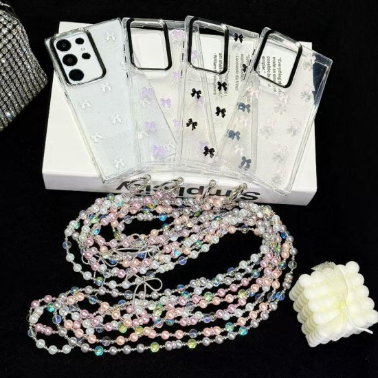 For Samsung Galaxy S24+ 5G Little Fresh Bow Neck Chain TPU Phone Case(Black)